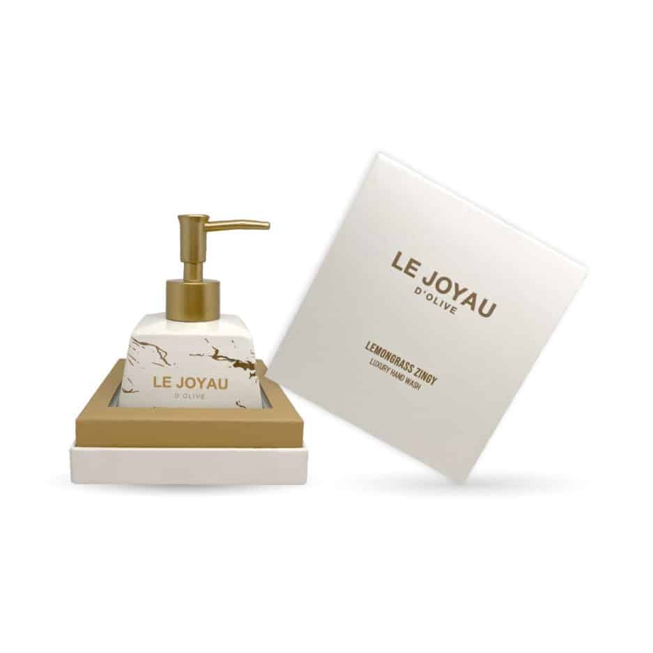 Flacon Pompe Savon Liquide en Verre Blanc Lemongrass Zingy